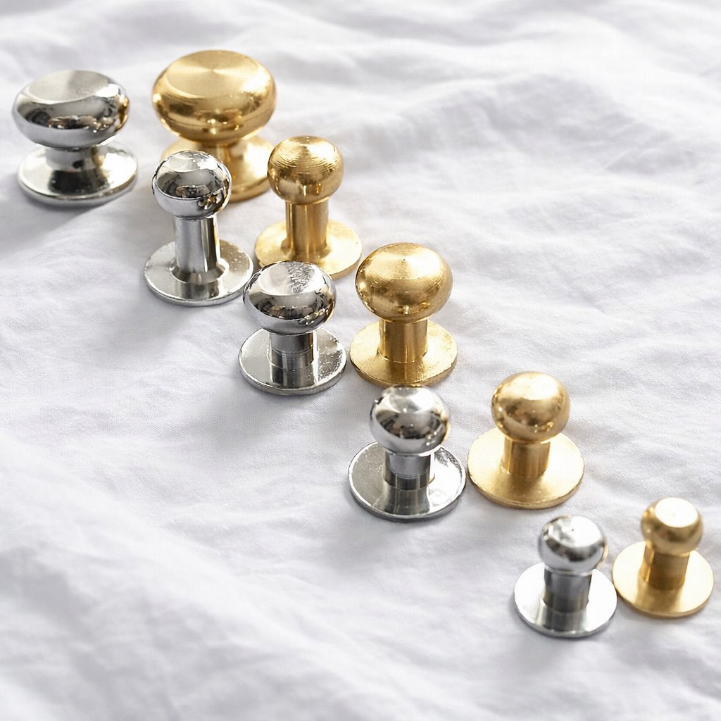Solid Brass Sam Browne browne Studs Monk / Post Screws Brass / Nickel
