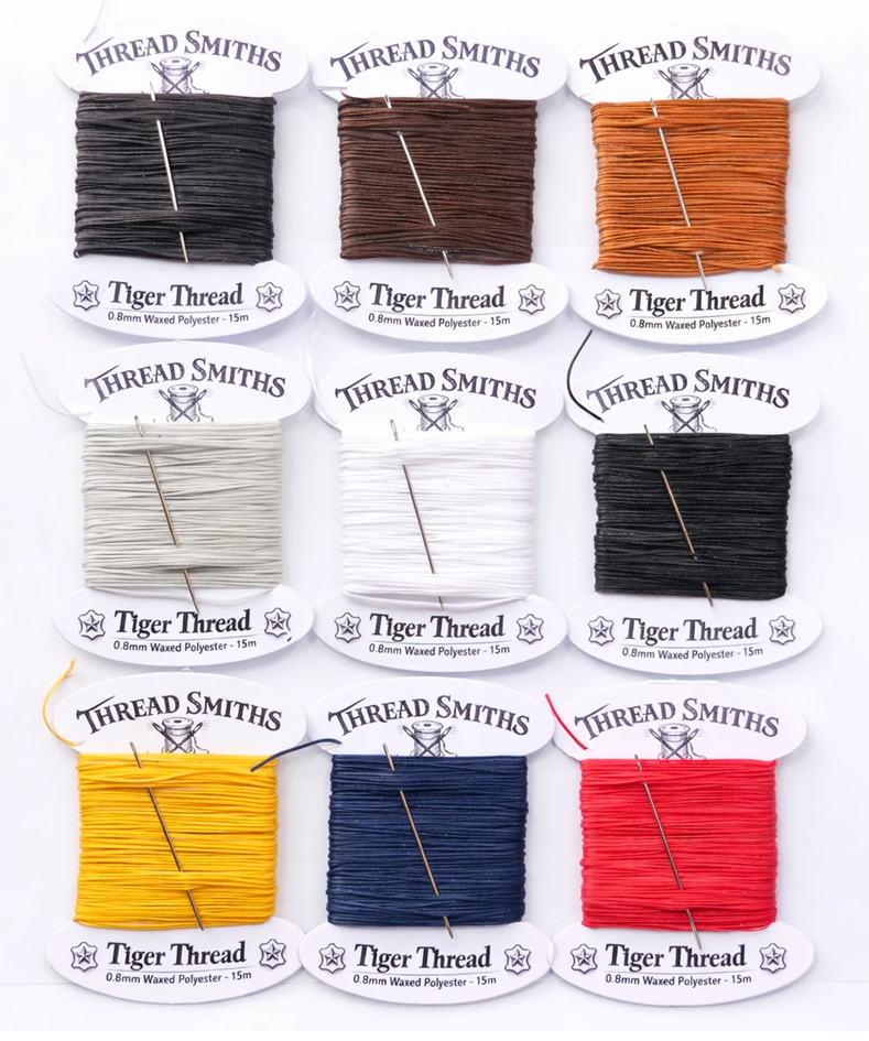 0.8mm Ritza 25 Tiger Thread 15 Metres Needle & Threader Leather Sewing Craft