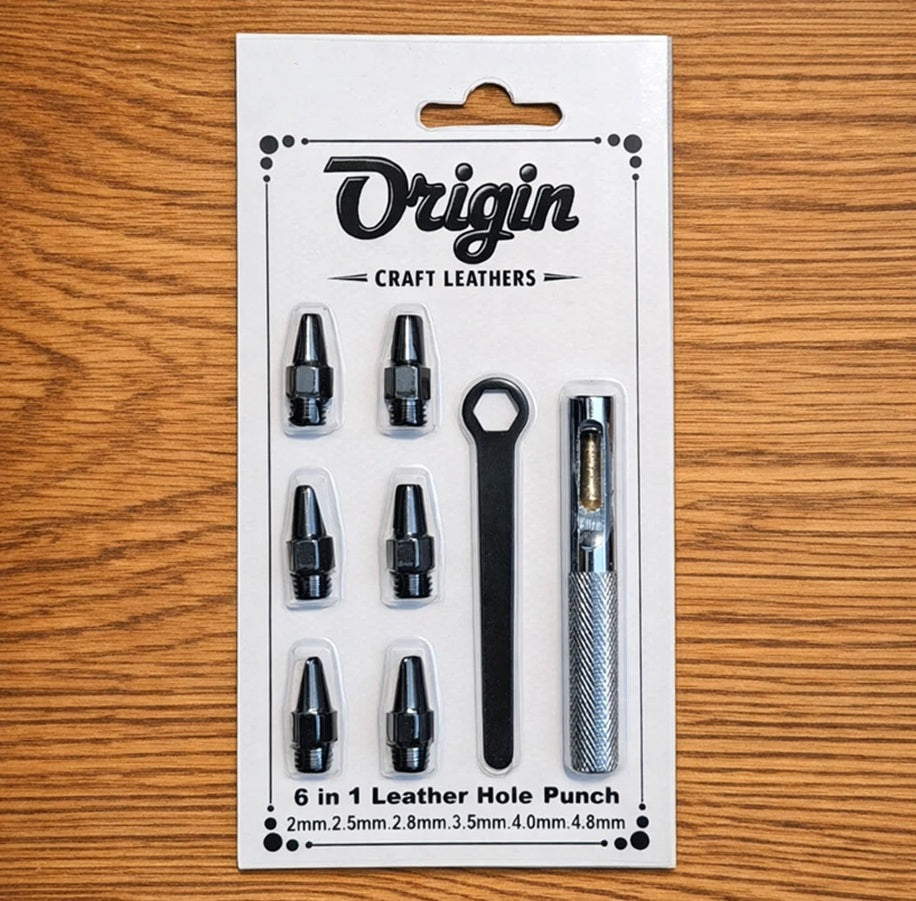 Mini Leather Hole Punch Tool Kit – 6 Sizes Interchangeable Tubes 2mm – 4.8mm