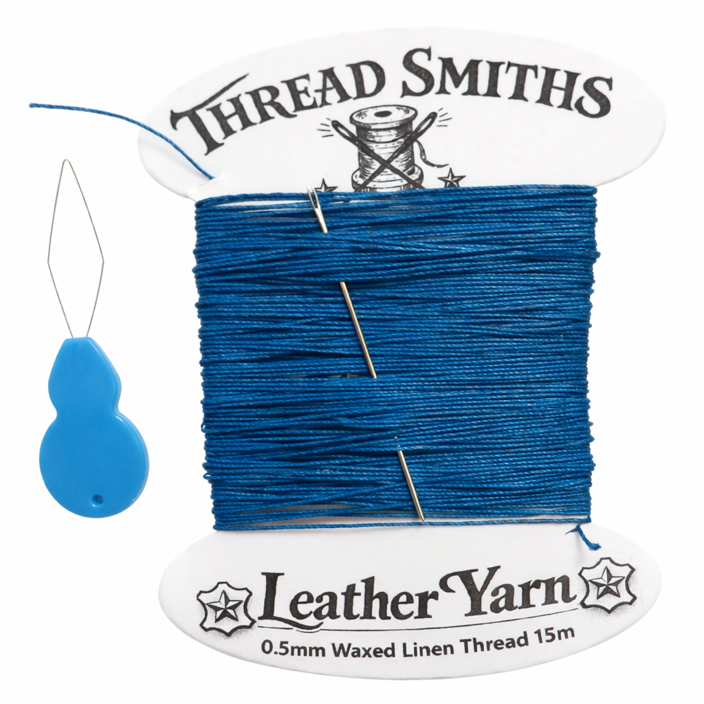 Flax 0.5mm Waxed Linen Thread 15 Metres Needle & Threader Leather Sewing Craft