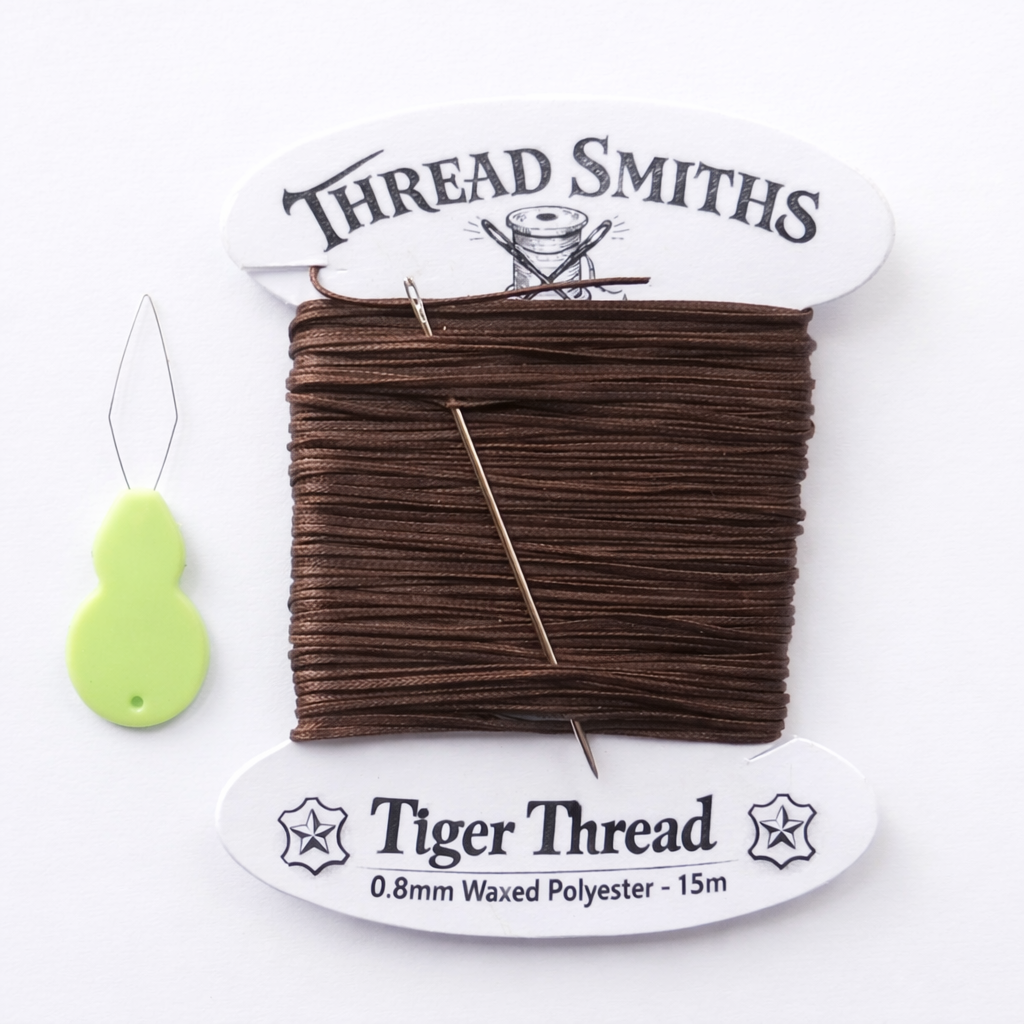 0.8mm Ritza 25 Tiger Thread 15 Metres Needle & Threader Leather Sewing Craft