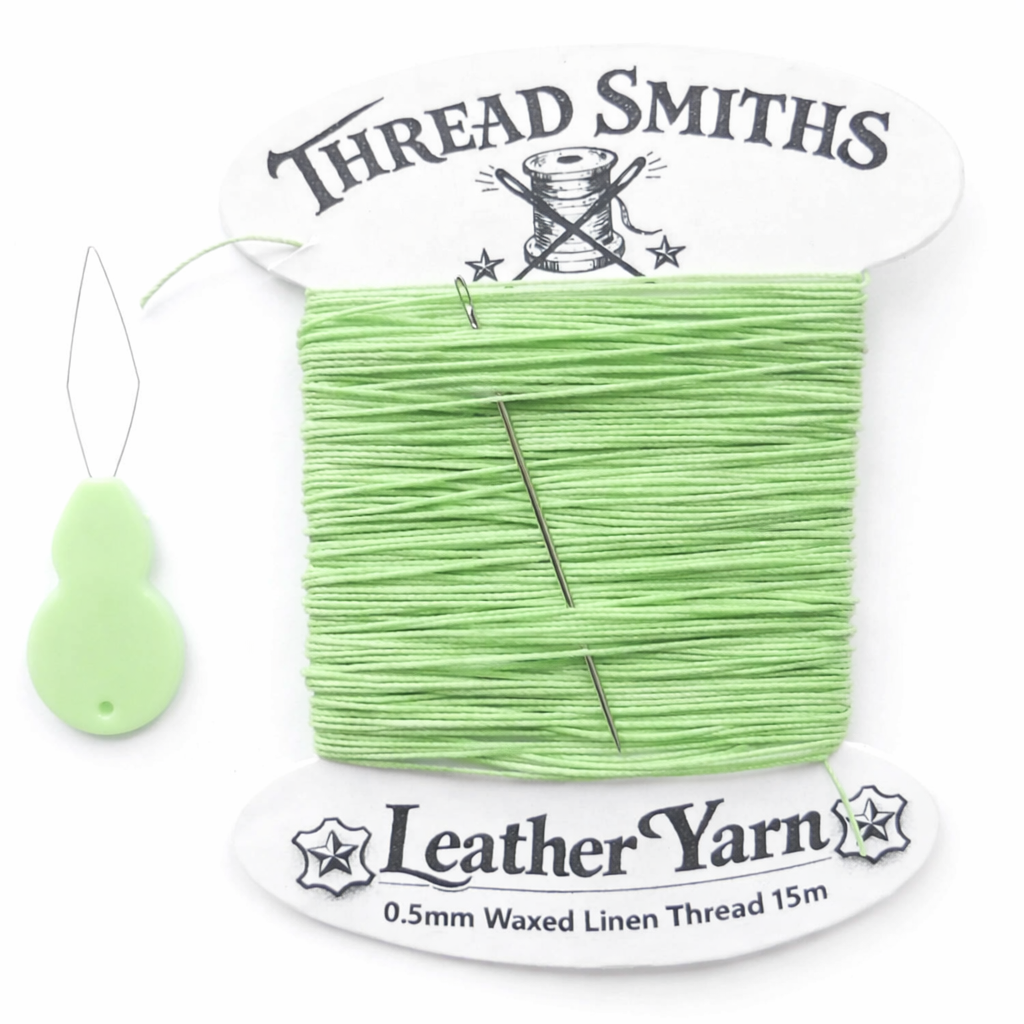 Flax 0.5mm Waxed Linen Thread 15 Metres Needle & Threader Leather Sewing Craft