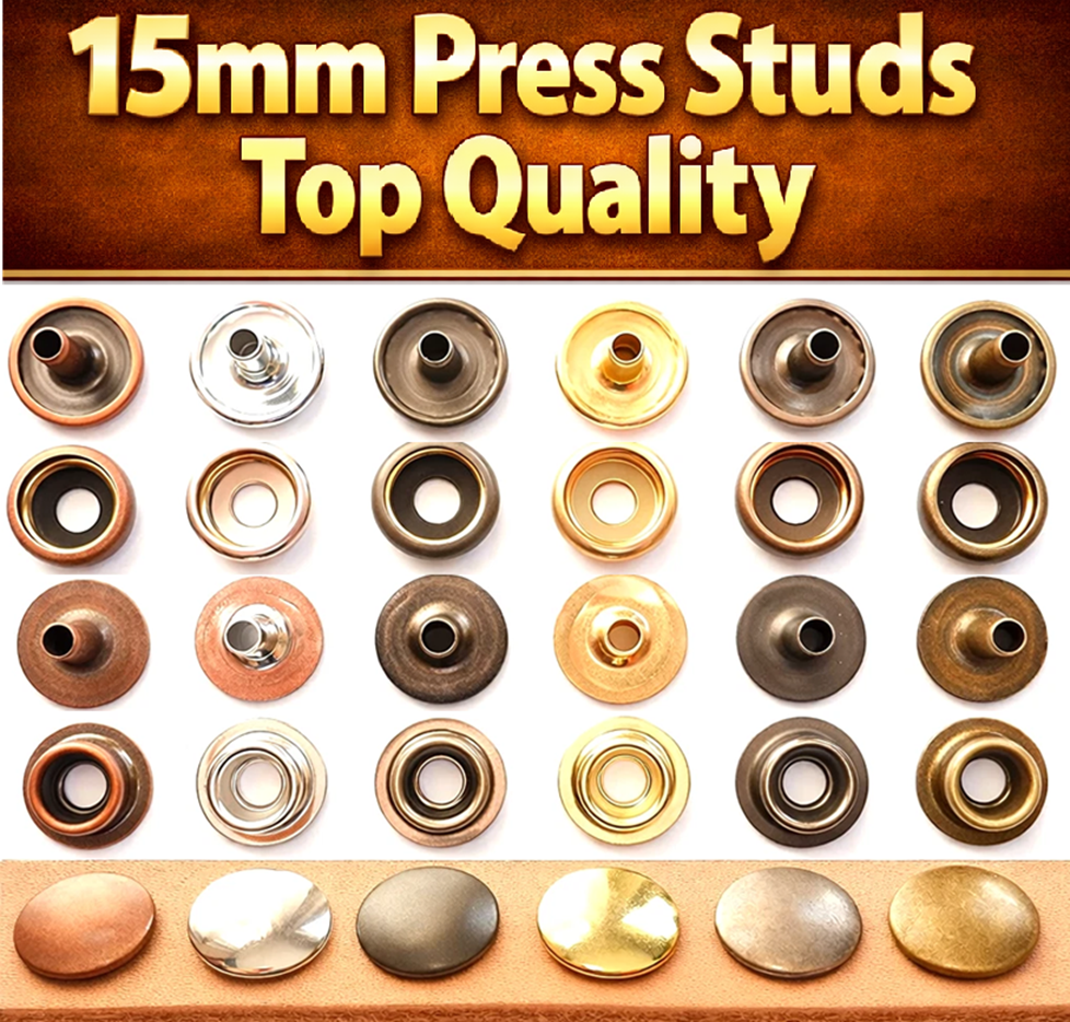 Heavy Duty Press Studs / Snap Fasteners 15mm Diameter Cap