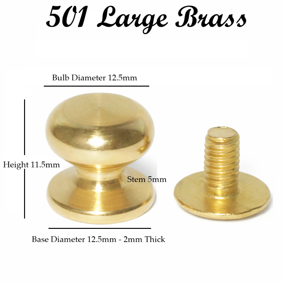 Solid Brass Sam Browne browne Studs Monk / Post Screws Brass / Nickel