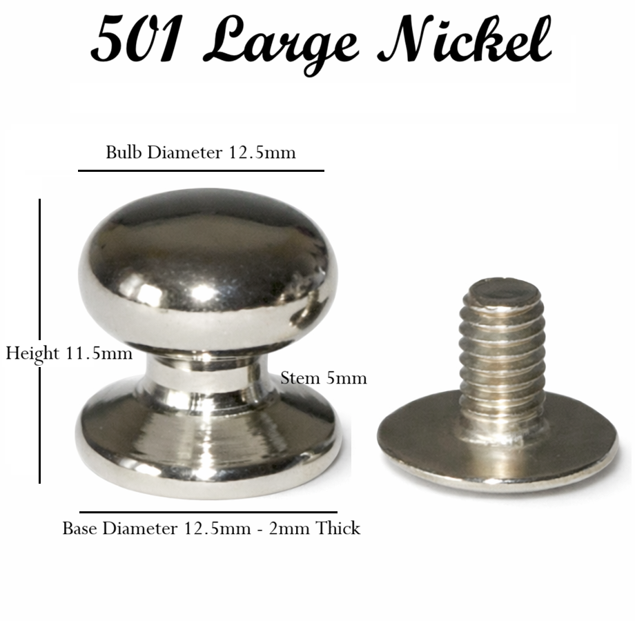 Solid Brass Sam Browne browne Studs Monk / Post Screws Brass / Nickel
