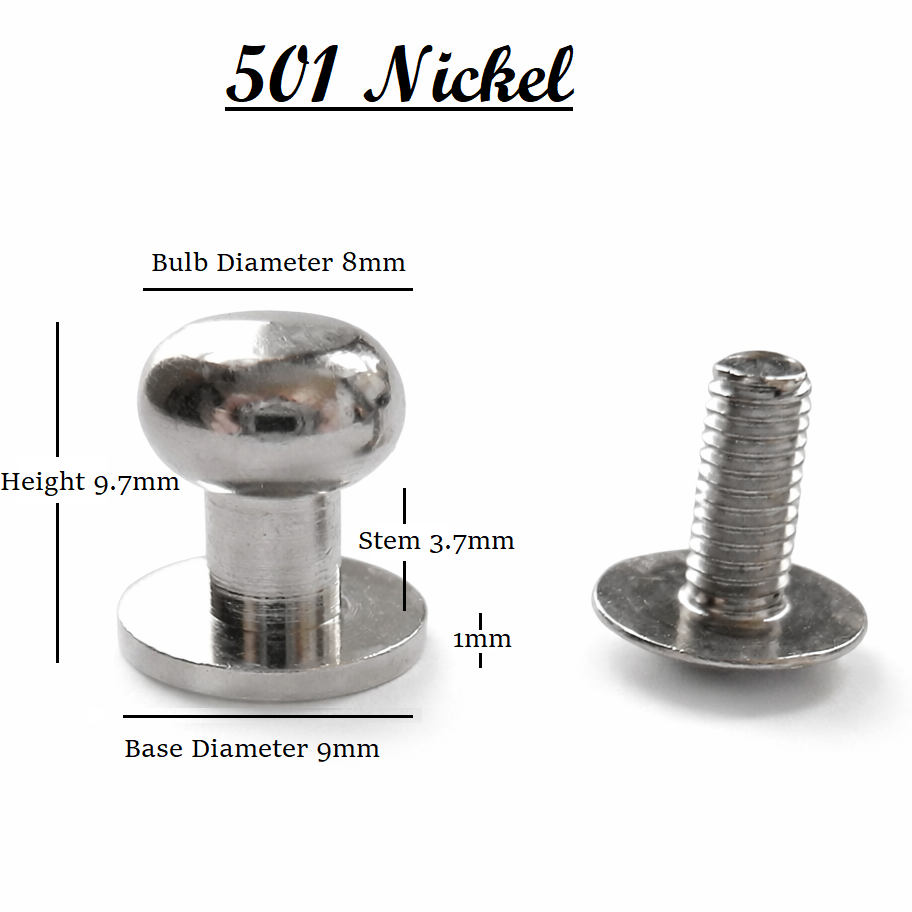 Solid Brass Sam Browne browne Studs Monk / Post Screws Brass / Nickel