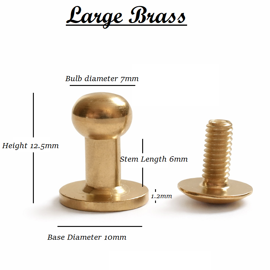 Solid Brass Sam Browne browne Studs Monk / Post Screws Brass / Nickel
