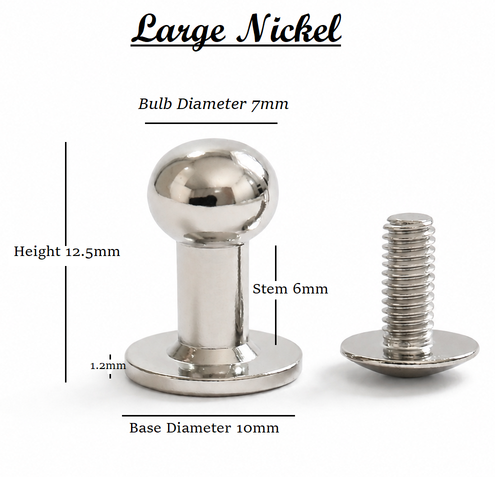 Solid Brass Sam Browne browne Studs Monk / Post Screws Brass / Nickel