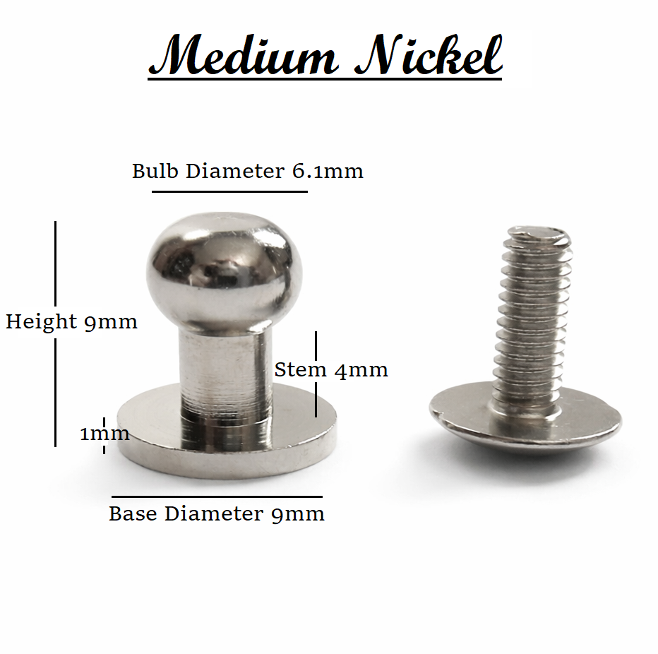 Solid Brass Sam Browne browne Studs Monk / Post Screws Brass / Nickel