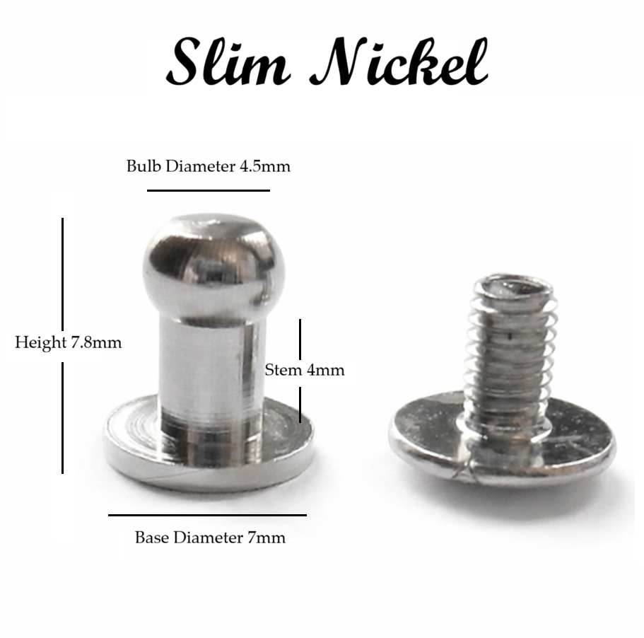 Solid Brass Sam Browne browne Studs Monk / Post Screws Brass / Nickel