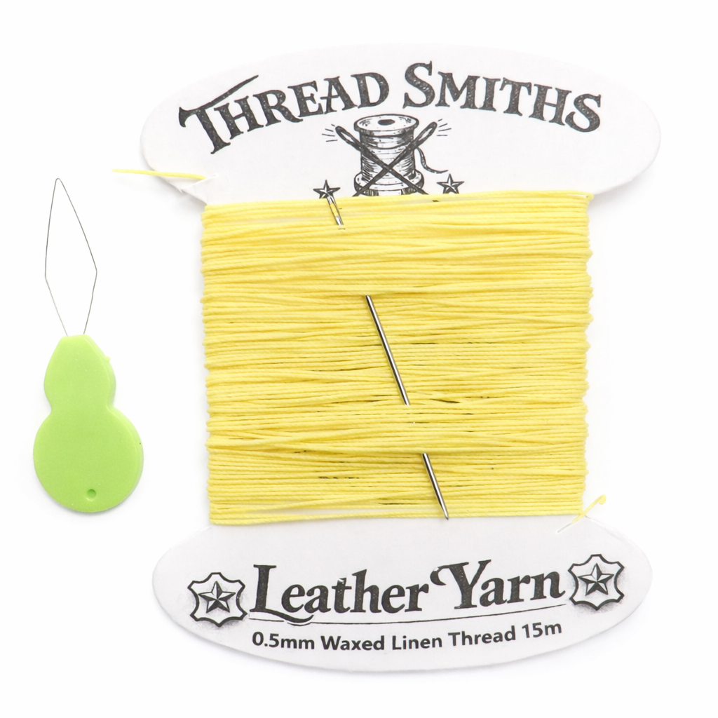 Flax 0.5mm Waxed Linen Thread 15 Metres Needle & Threader Leather Sewing Craft